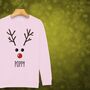 Rudolph The Reindeer Personalised Kids Sweatshirt Christmas Jumper, thumbnail 4 of 12