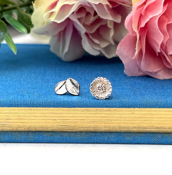 Sterling Silver Mismatched Leaf And Sunflower Earrings, 4 of 6