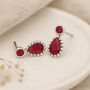Sterling Silver Natural Ruby Teardrop And Round Stud Earrings – 13mm, thumbnail 5 of 11
