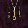 Stirrup Pendant , Earring Set , Silver +18 Ct Gold, thumbnail 1 of 2