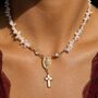 Handmade Freshwater Irregular Pearl Rosary Choker With Cross Charm, thumbnail 7 of 9