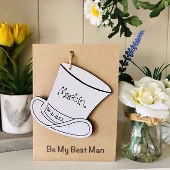 Personalised 'Be My Best Man' Top Hat Wedding Day Card, 5 of 5