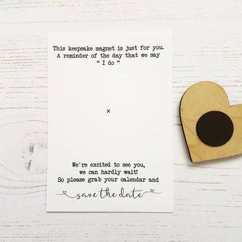 Heart Token Wooden Magnet Save The Date, 4 of 8