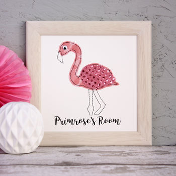 Personalised Flamingo Embroidered Framed Artwork, 5 of 6