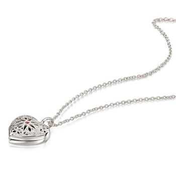 Filigree Personalised Heart Locket 925 Solid Silver, 4 of 9