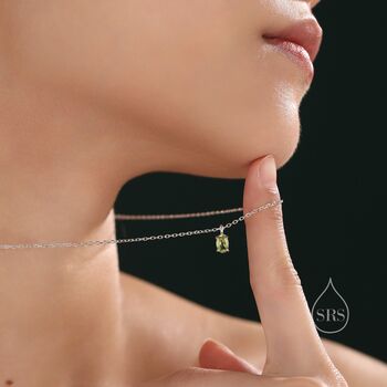 Tiny Genuine Peridot Oval Pendant Necklace, 7 of 12