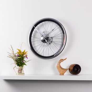Handmade Racing Bike Wheel Clock With Brake Disc Small, 3 of 3
