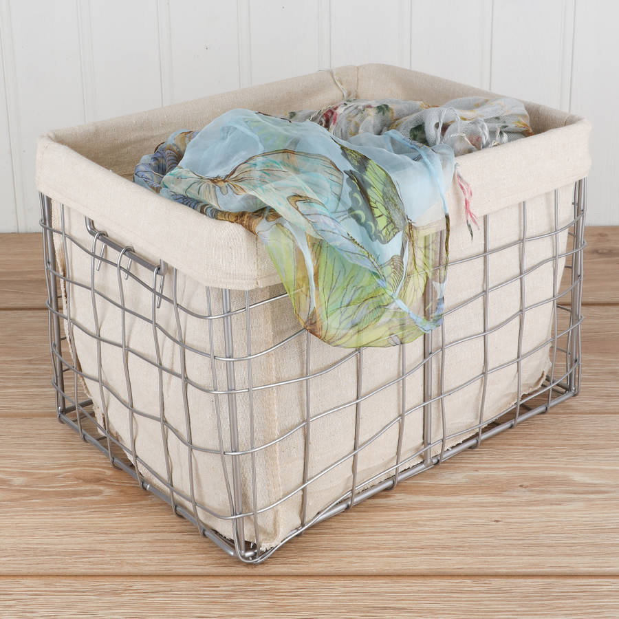 Set Of Three Metal Laundry Baskets With Jute Lining By Dibor
