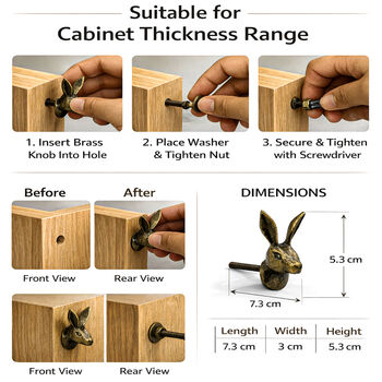 Elegant Rabbit Head Brass Drawer Knob, 2 of 6