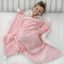 Personalised Bright Pink Cable Knit Pom Pom Blanket, thumbnail 1 of 6