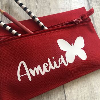 Personalised Child's Name Butterfly School Pencil Case, 2 of 3
