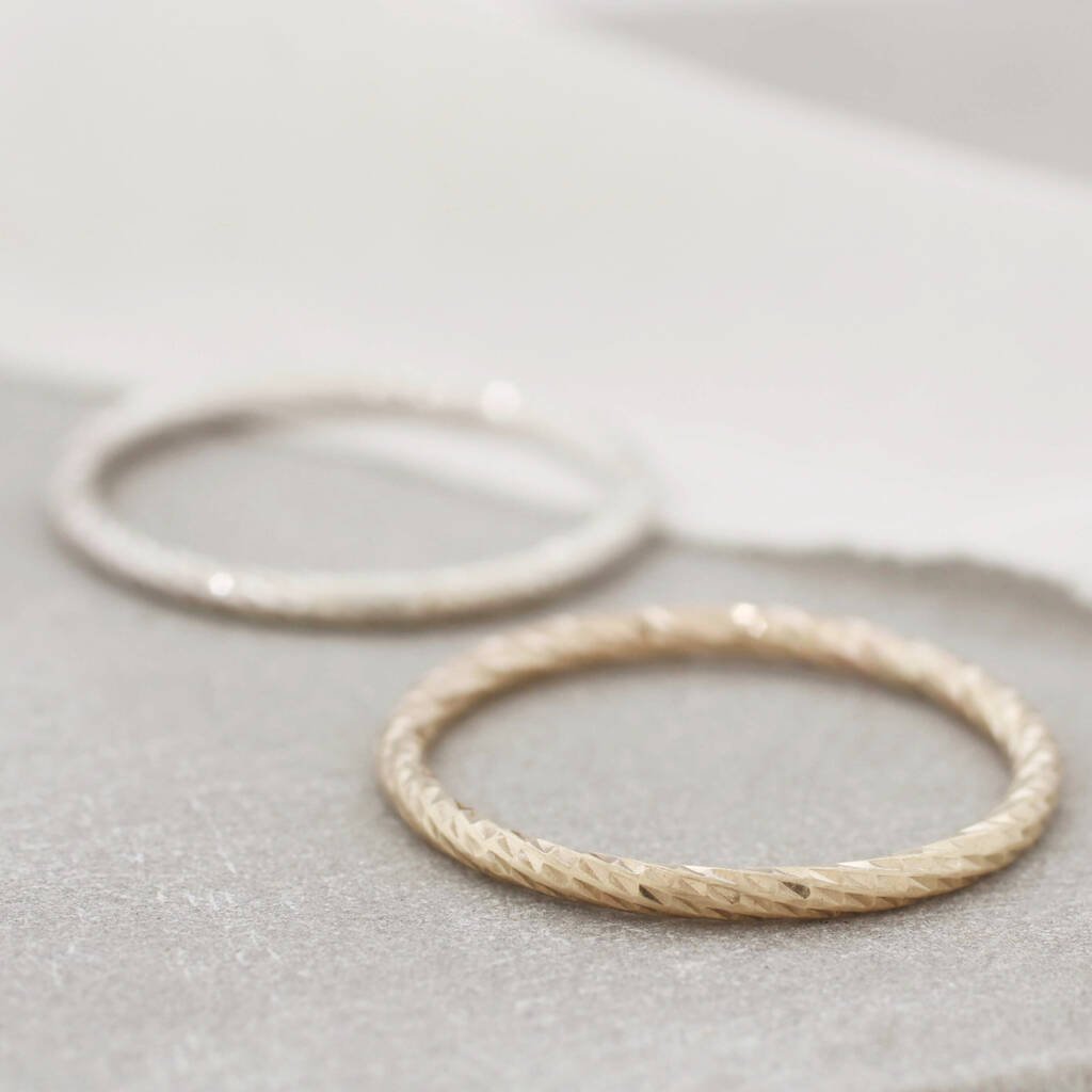 Faceted Band Ring. 9ct Gold Stackable Ring By Louy Magroos