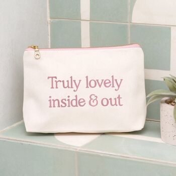 'Inside And Out’ Quote Canvas Makeup Bag, 4 of 9