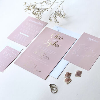Luscious Type Blush And Gold Wedding Invites, 4 of 10