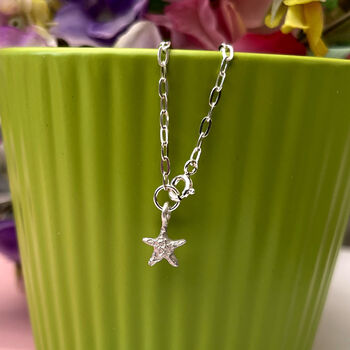 Sterling Silver Mini Starfish Anklet, 2 of 12