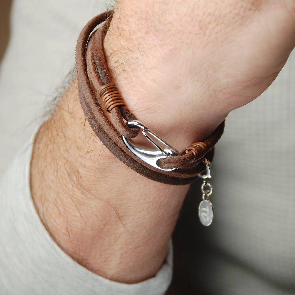 Personalised Men's Suede Double Wrap Bracelet, 1 of 6
