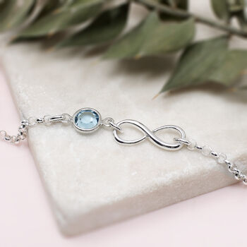 Sterling Silver Infinity And Birthstone Bracelet, 2 of 4