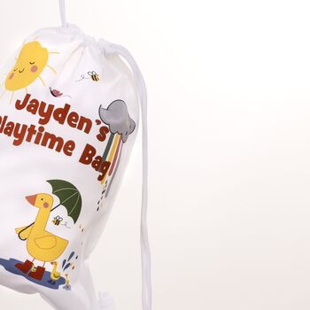 Personalised Rainy Day Ducks Playtime Named Bag, 2 of 5