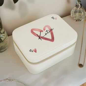 Personalised Heart Travel Jewellery Box For Her, 4 of 6