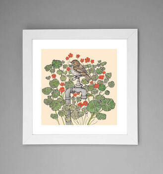 'Song Thrush And Nasturtiums' Print, 2 of 3