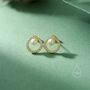 Sterling Silver Pave Circle With Natural Pearls Stud Earrings, thumbnail 6 of 12