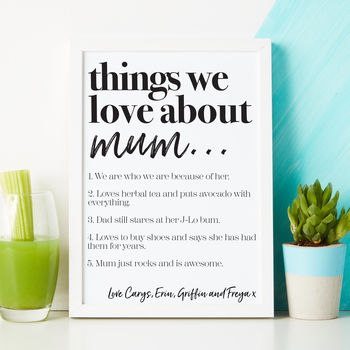 Personalised Things We Love About Mum Or Mummy Print, 3 of 3