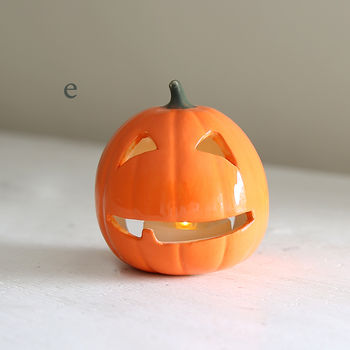 Halloween Ceramic Pumpkin With Battery Tea Light, 7 of 10