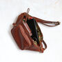 Leather Brown Crossbody Bum Bag With Pocket, thumbnail 2 of 5