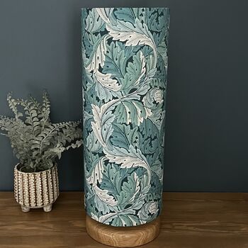Teal William Morris Acanthus Cylinder Lampshades, 8 of 8