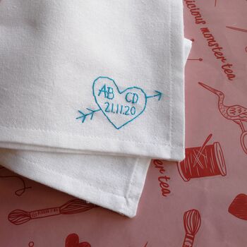 Personalised Love Heart Hand Embroidered Handkerchief, 2 of 11