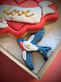 Love Heart And Swallows Tatoo Inspired Biscuit Gift, 9 of 9