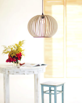Globe Eco Wooden Lampshade, Ceiling Light, 2 of 3