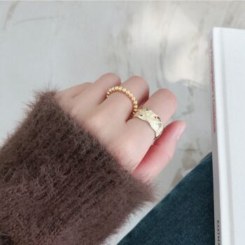 Gold Colour Sterling Silver Quilted Band Ring, 2 of 5