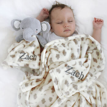 Personalised Elephant Comforter And Blanket Unisex Set, 2 of 5