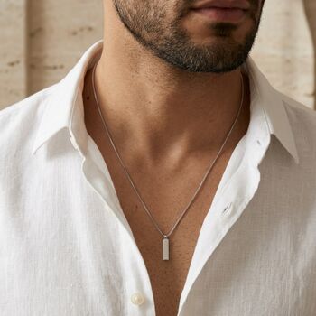 Box Chain Bar Pendant Silver, 3 of 9