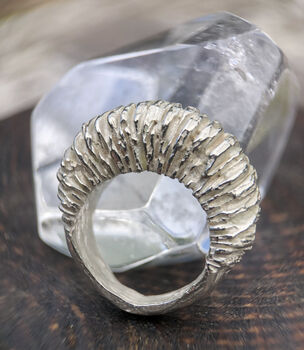 Large Hasselback Eco Sterling Silver Ring, 3 of 6
