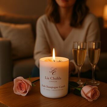 Pink Champagne Crystal Candle Infused With Pink Himalayan Salt Crystal, 8 of 9