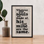 Wuthering Heights 'Whatever Our Souls' Wedding Print, thumbnail 1 of 5