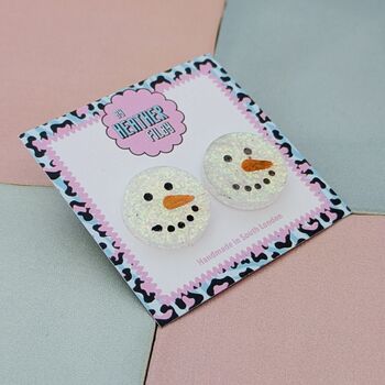 Snowman Glitter Christmas Studs, 2 of 5