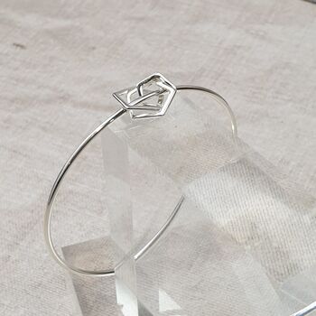 Sterling Silver Bangle With Geometric Charms, 9 of 10
