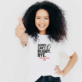 Sorry Can't Rugby World Cup Tshirt, 7 of 7