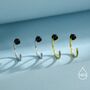 Sterling Silver Genuine Black Onyx Huggie Hoop Earrings, thumbnail 5 of 12