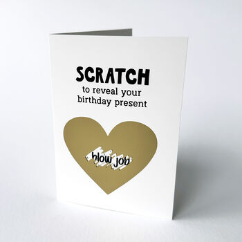 Gold Heart Scratch Reveal Card Adult Humour A6 Funny Birthday Card, 4 of 6
