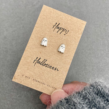 Silver Ghost Earrings. Happy Halloween Gift, 4 of 5