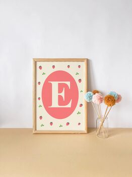 Personalised Strawberry Nursery Print Set – Unframed Girls Wall Art | Strawberry Bedroom Decor, 3 of 4