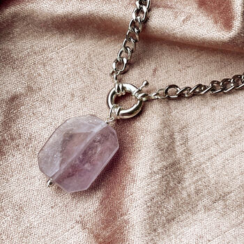 Amethyst Crystal And Chunky Curb Chain Necklace, 8 of 12
