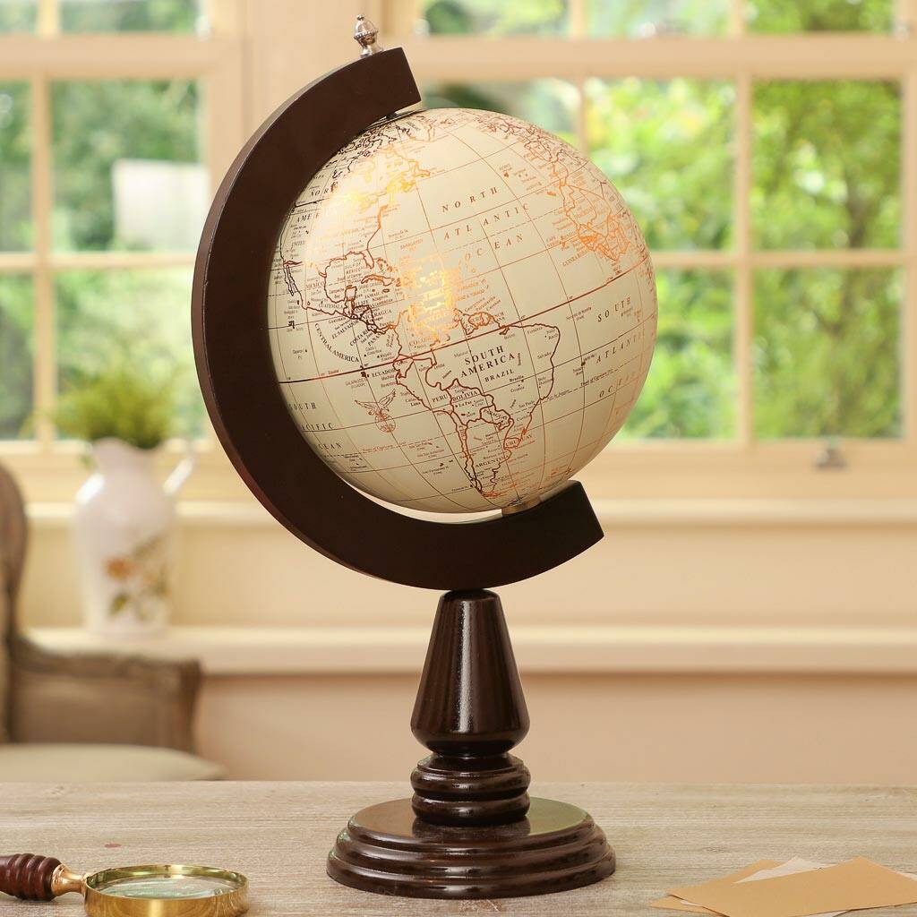 Classic Cream And Gold Desk Globe By Dibor