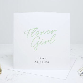Flower Girl Personalised Wedding Card, 2 of 4