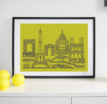 Paris Skyline Typography Print, 3 of 6