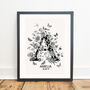 Personalised Monochrome Floral Initial Print, thumbnail 1 of 11
